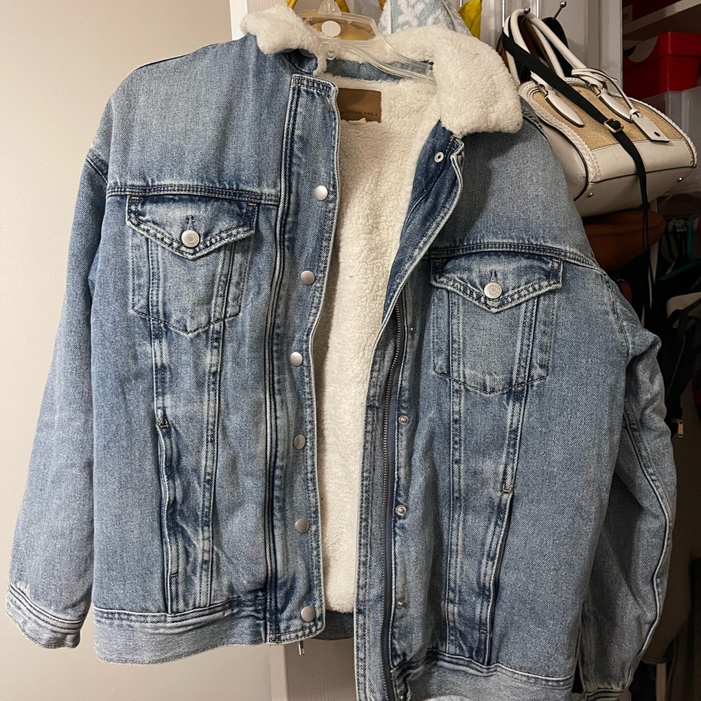 AE women’s denim Sherpa Outerwear